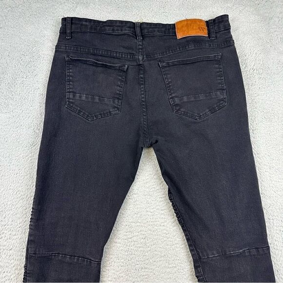Waimea Jeans Mens 38 Black Skinny Distressed Denim Hipster Grunge Stretch 36x29* - Picture 5 of 14